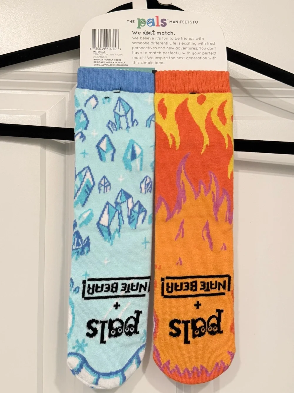 Pals Nate Bear Burnie & Icey Mismatched Socks Limited Edition NWT Kids Age 9-12